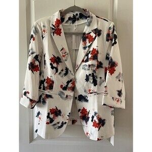 Beninos Medium 3/4 Sleeve Lightweight Jacket Floral Blazer Career NWT $299